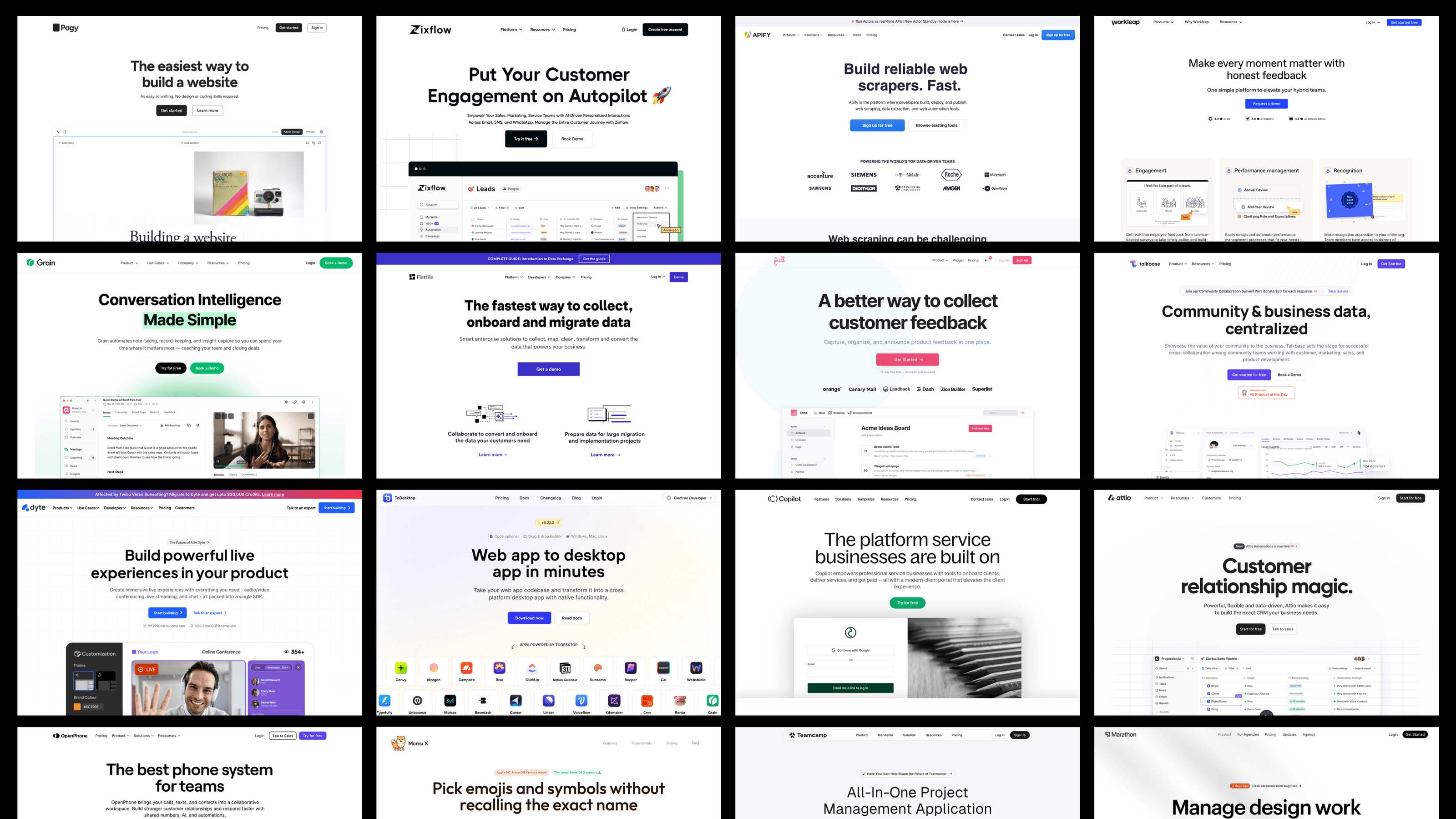 An index page of front pages that all look the same